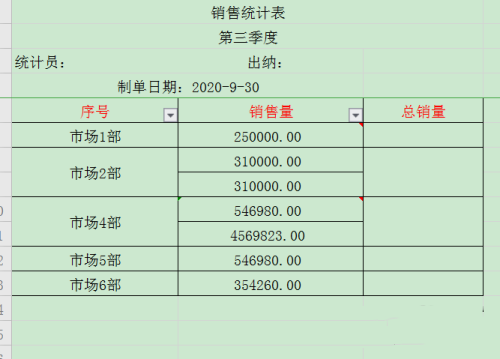 WPS怎么设置表格的不规则单元格求和?