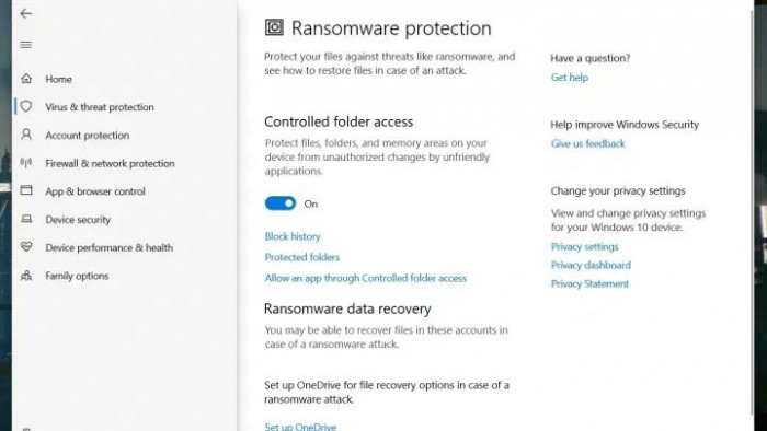 Win10怎么开启勒索软件保护的功能?Win10开启勒索软件保护功能