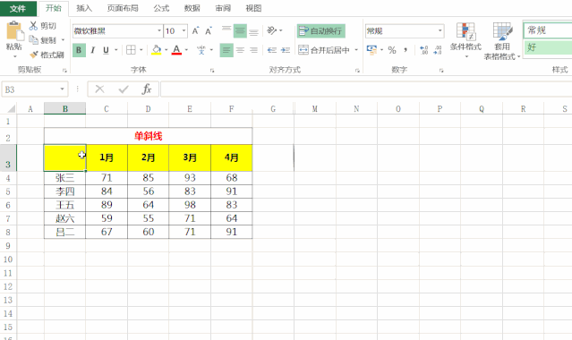 Excel单元格怎么使用斜线一分为二?