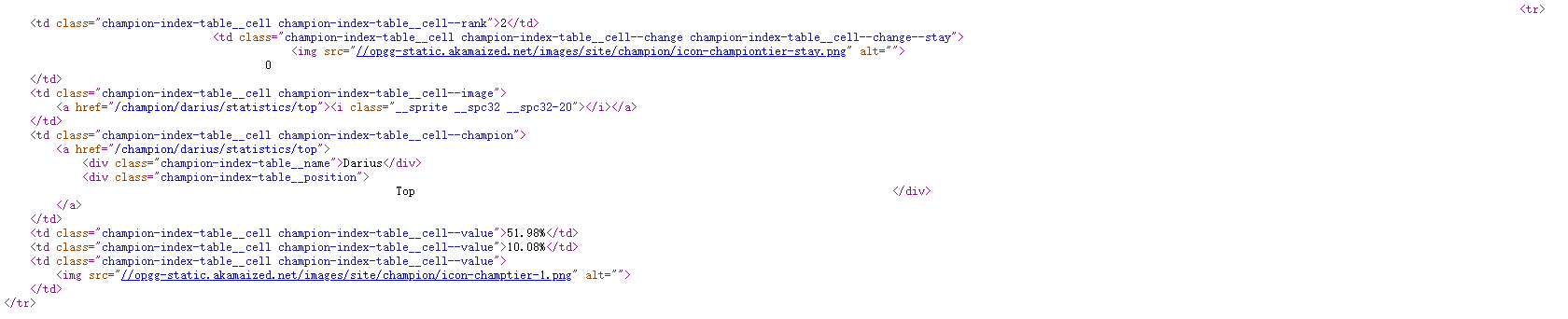 Python爬取OPGG上英雄联盟英雄胜率及选取率信息的操作