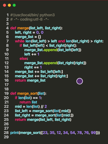 python归并排序算法过程实例讲解