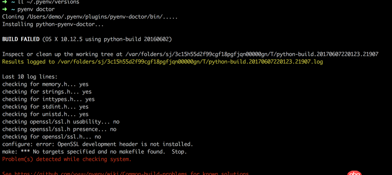 python - MAC 安装pyenv发生的问题