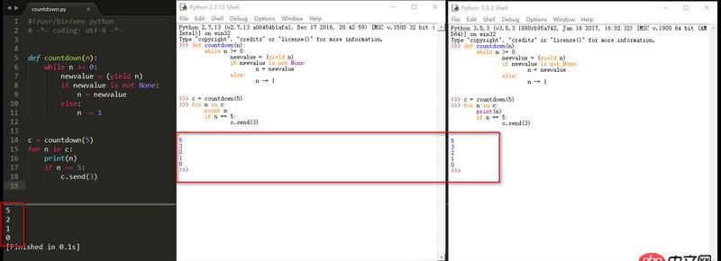 python - 用生成器迭代数据在文件和IDLE中运行结果不一致，