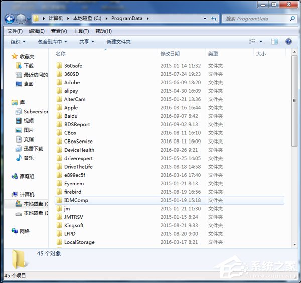 Win7系统如何查找C盘中的ProgramData文件夹?