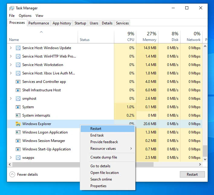 Win10系统怎么重新启动Explorer.exe(Windows资源管理器)?