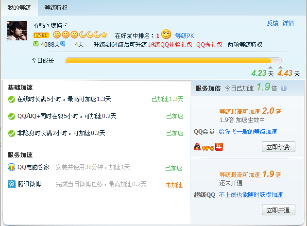 QQ等级每天有几种加速方式 最高加速多少天