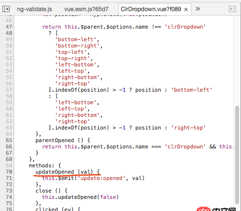 javascript - 如何在浏览器如chrome中审查元素时查看某个元素绑定的Vue方法？