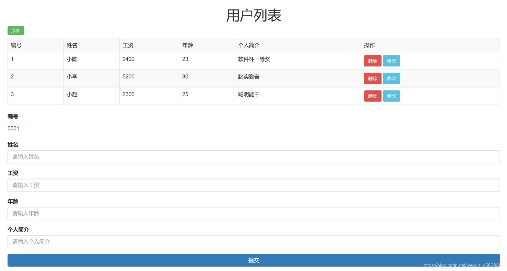 Vue结合Springboot实现用户列表单页面(前后端分离)