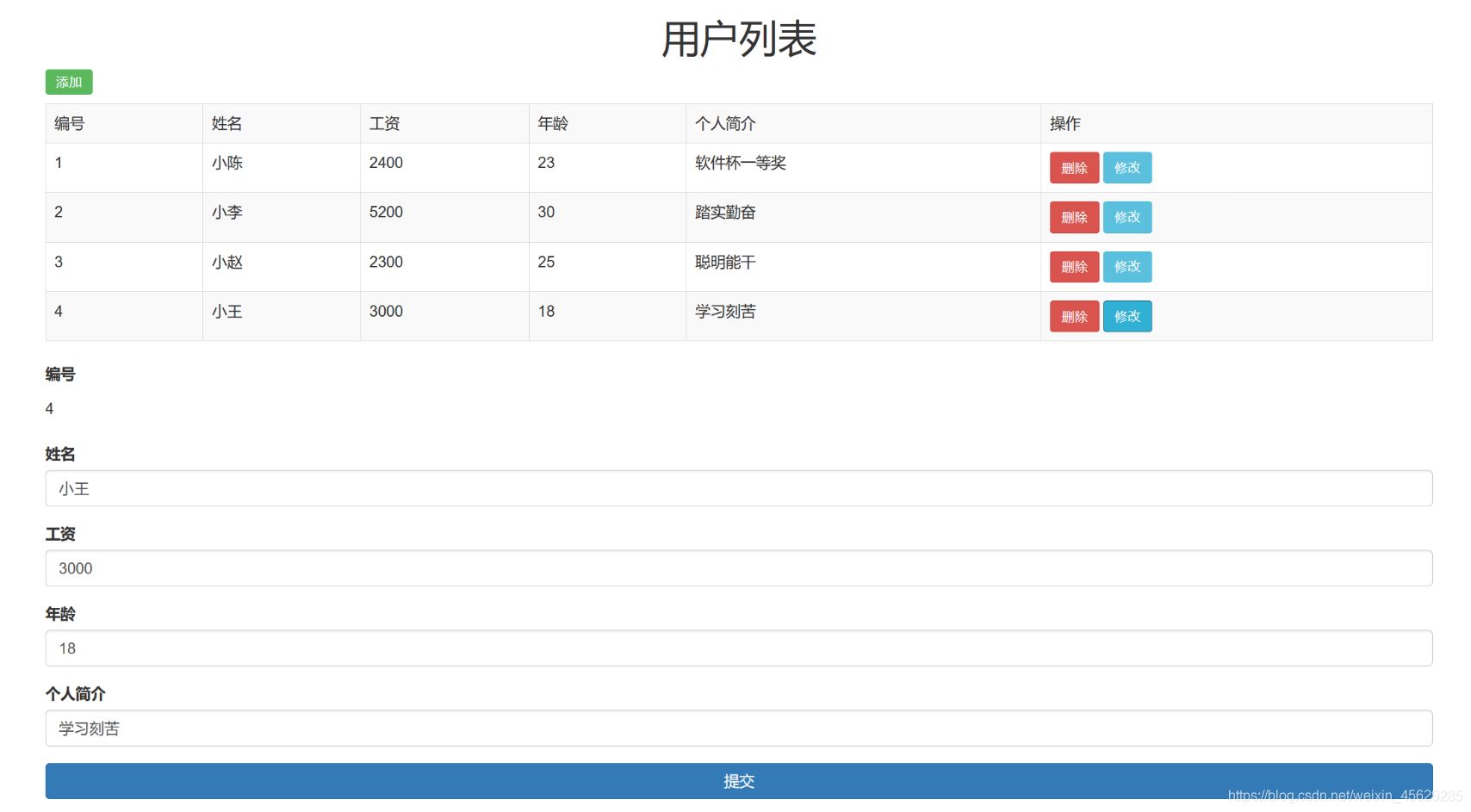 Vue结合Springboot实现用户列表单页面(前后端分离)