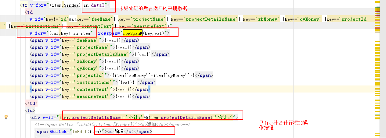 vue动态合并单元格并添加小计合计功能示例