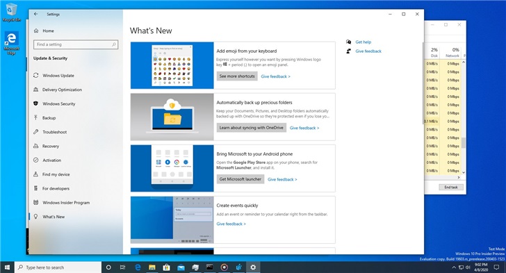 Win10 19603版本系统更新 存储设置增加用户清理建议