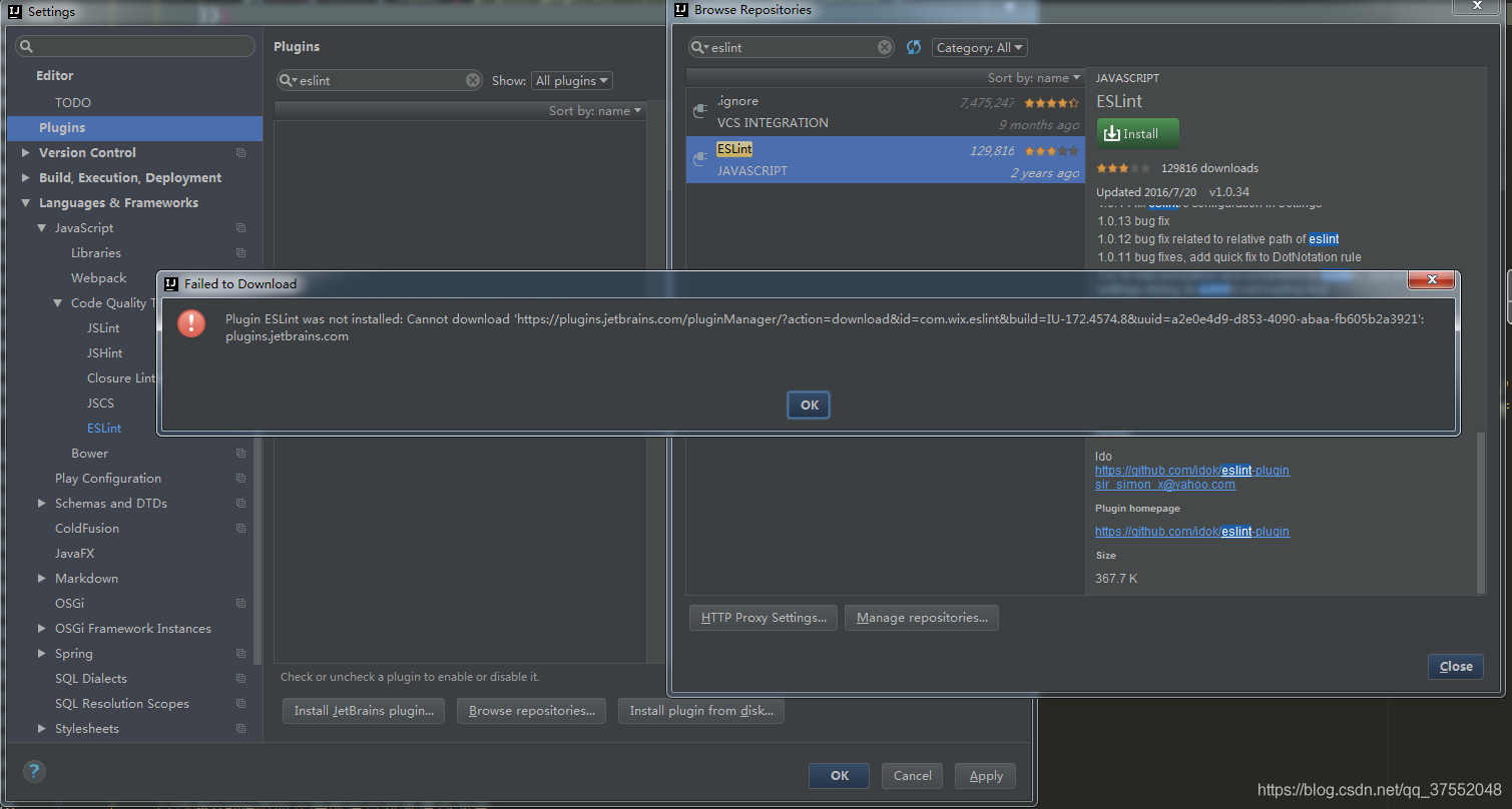 Idea安装Eslint插件提示：Plugin NativeScript was not installed的问题