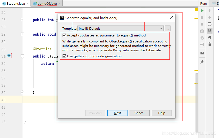 如何在IDEA中对 hashCode()和 equals() 利用快捷键快速进行方法重写