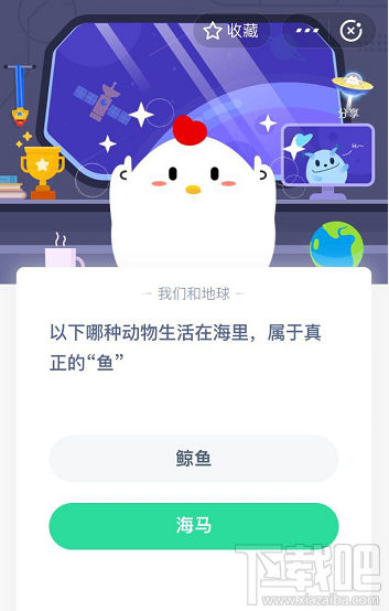 支付宝蚂蚁庄园5月22日答案 以下哪种动物生活在海里属于真正的鱼