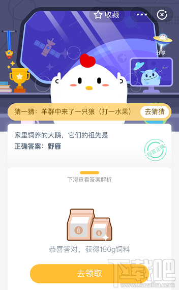 支付宝蚂蚁庄园5月15日答案 家里饲养的大鹅它们的祖先是