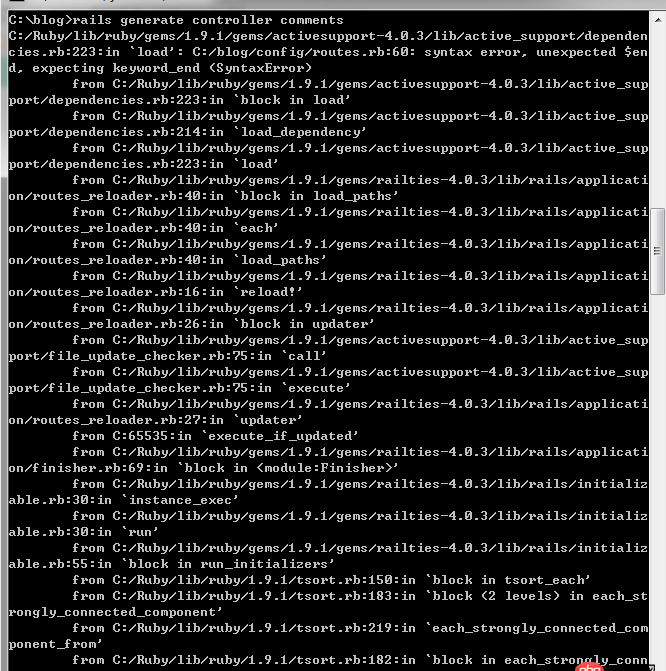 ruby - 【关于rails】cmd使用“rails generate controller Comments”报错