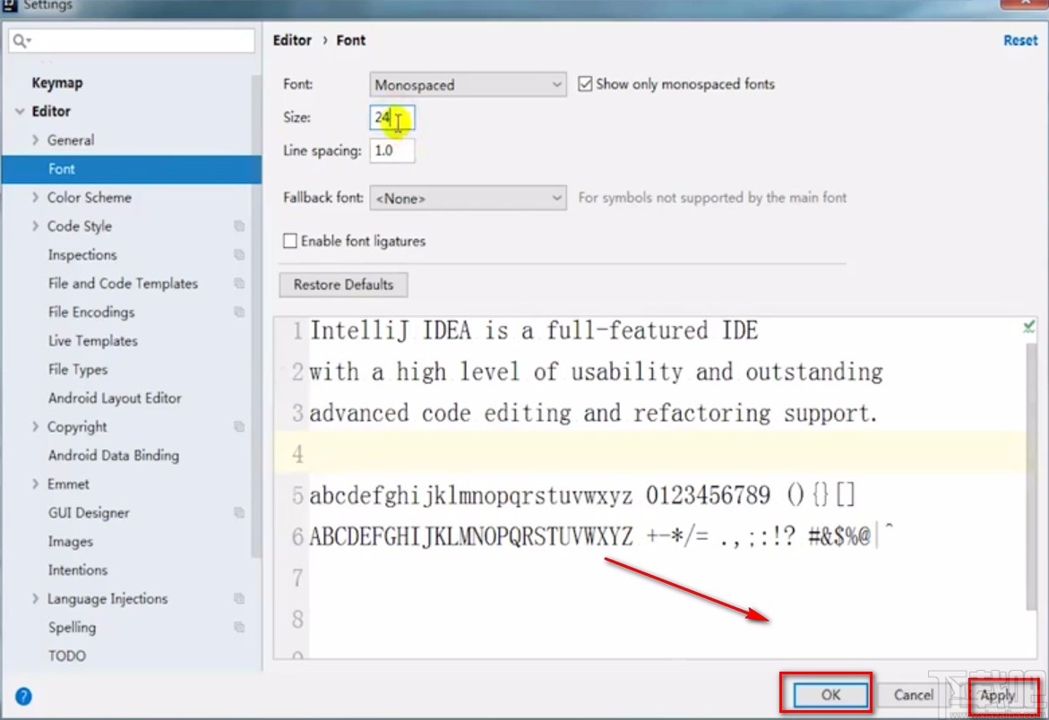 IntelliJ IDEA调整字体大小的方法