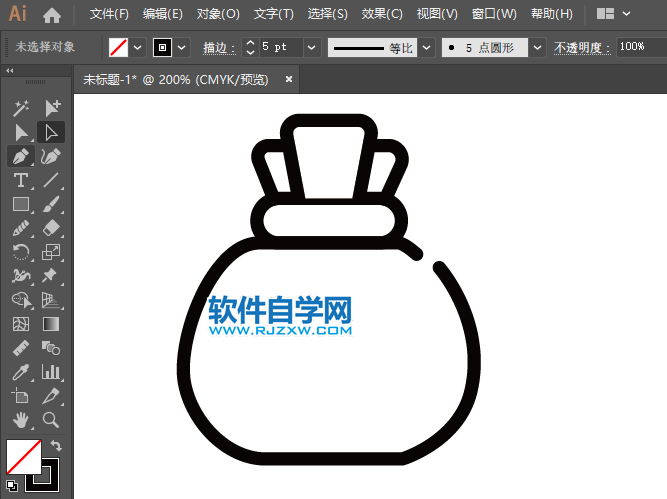 AI怎么绘制一个福袋的图标的方法
