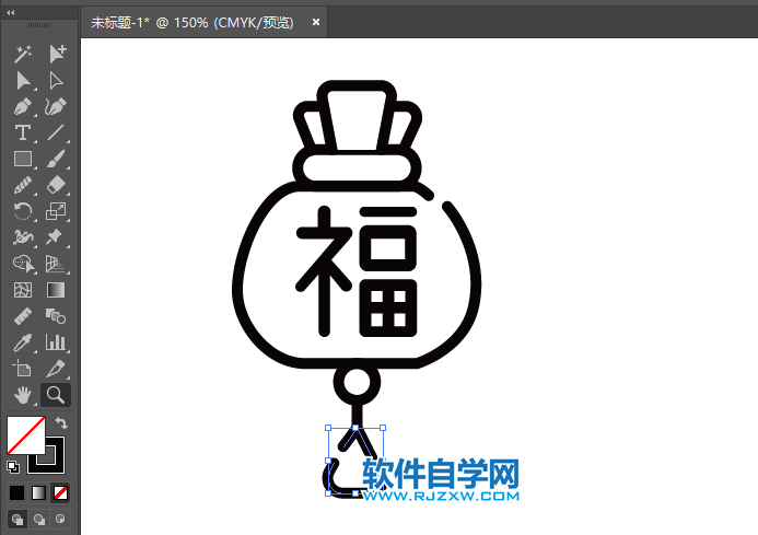 AI怎么绘制一个福袋的图标的方法