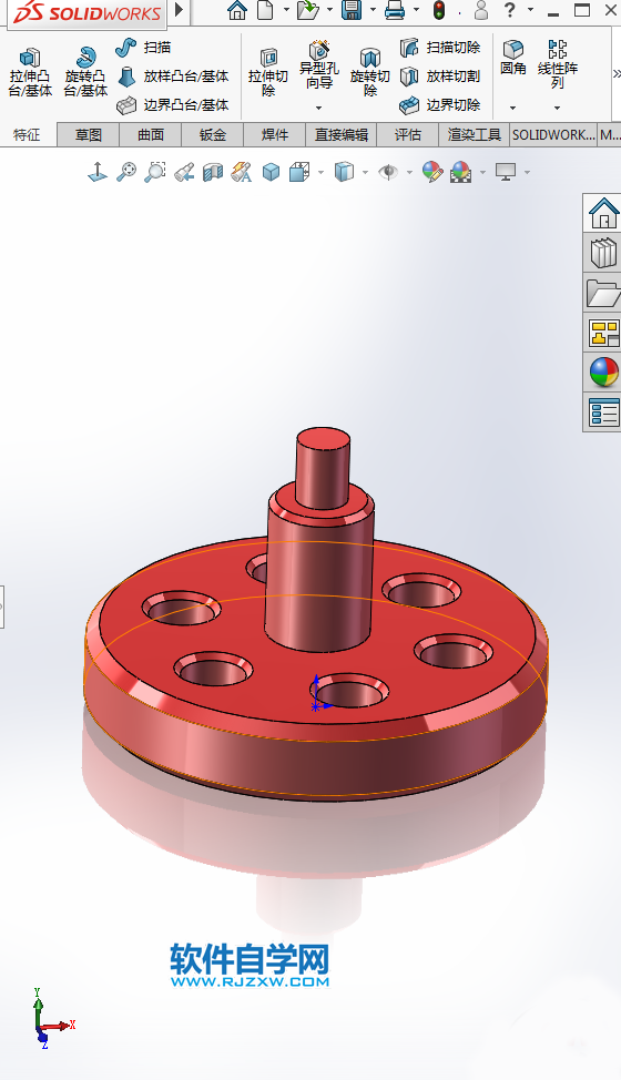 圆弧槽口凸轮机构用SolidWorks制作