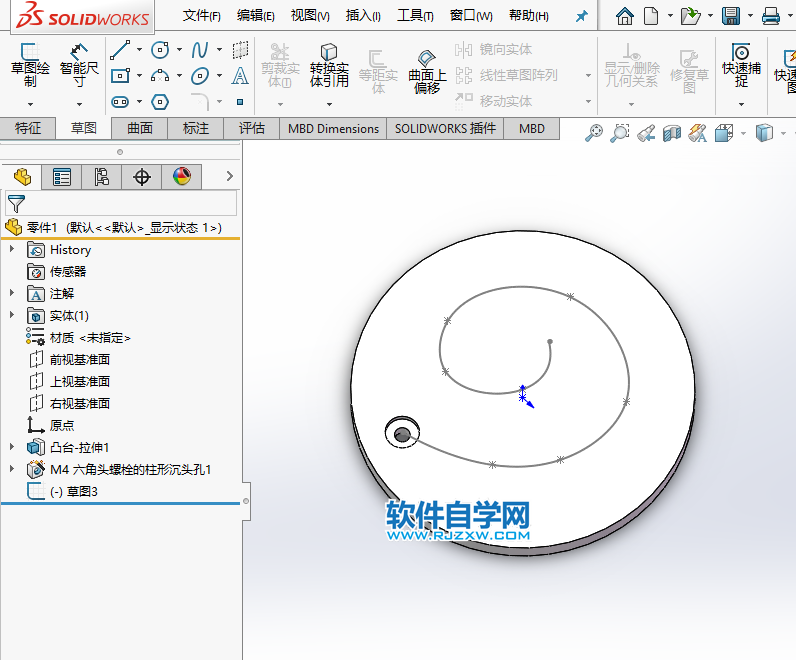 solidworks的孔怎么进行曲线阵列
