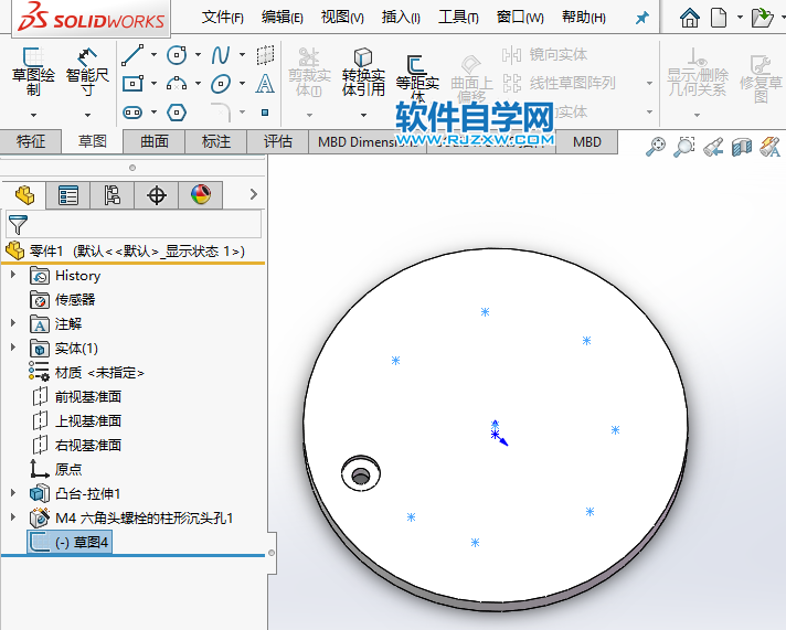 solidworks的孔怎么进行多点阵列