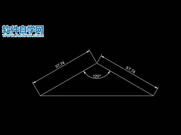Cad如何画120度的等腰三角形