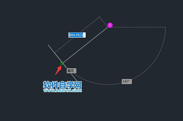 CAD中怎么找到垂足点