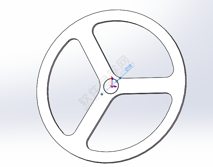 solidworks绘制三角轮子零件的方法