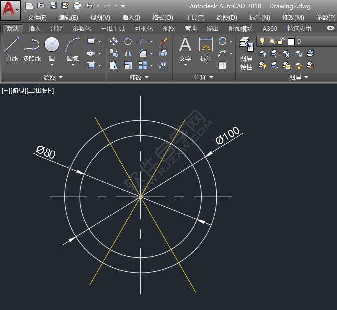 CAD使用修剪与环形阵列画图练习