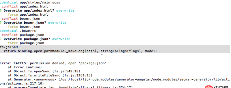 angular.js - 在终端中用yeoman启用angular-generator报错，求解？