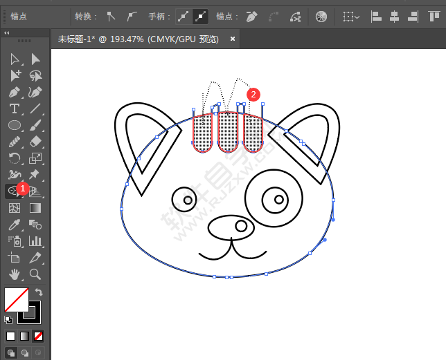 ai绘制小猫头像