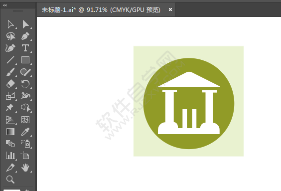 ai绘制凉亭标识的方法