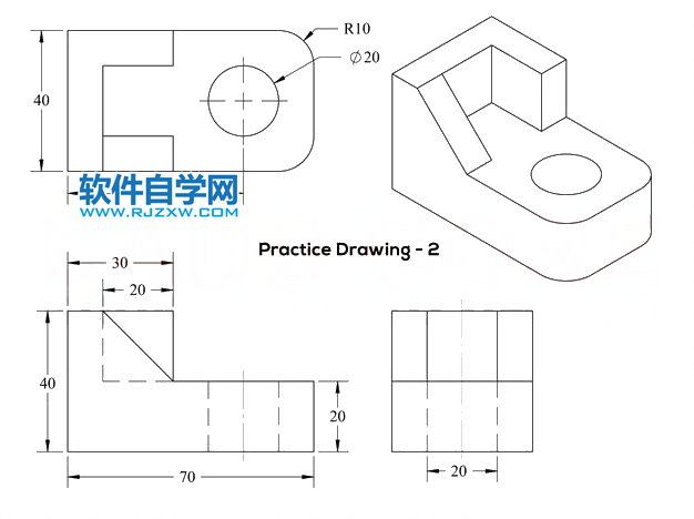 CAD倒角差集实体练习