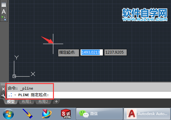 cad中用多线段怎么画半圆