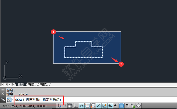 CAD中怎么复制缩放对象