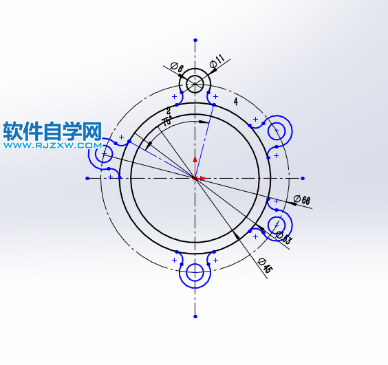 利用solidworks圆周阵列绘制草图
