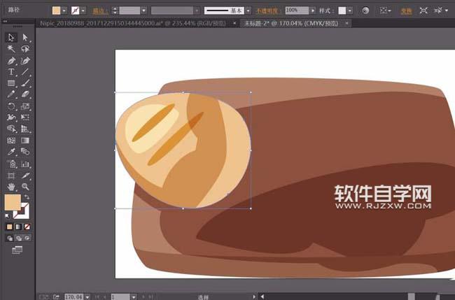 ai设计面包图案的步骤