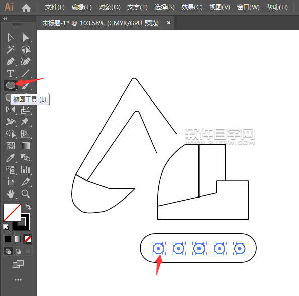 ai怎么画简化的挖土机图案