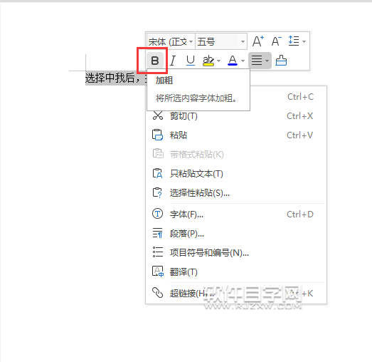 wps文本中怎么加粗字体