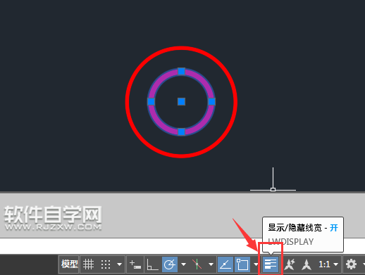 cad怎么把圆线加粗