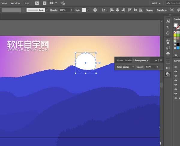 AI怎么设计夕阳西下的插画