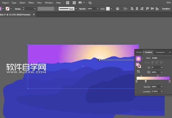 AI怎么设计夕阳西下的插画