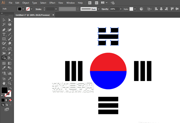 ai怎么画韩国国旗