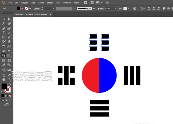ai怎么画韩国国旗