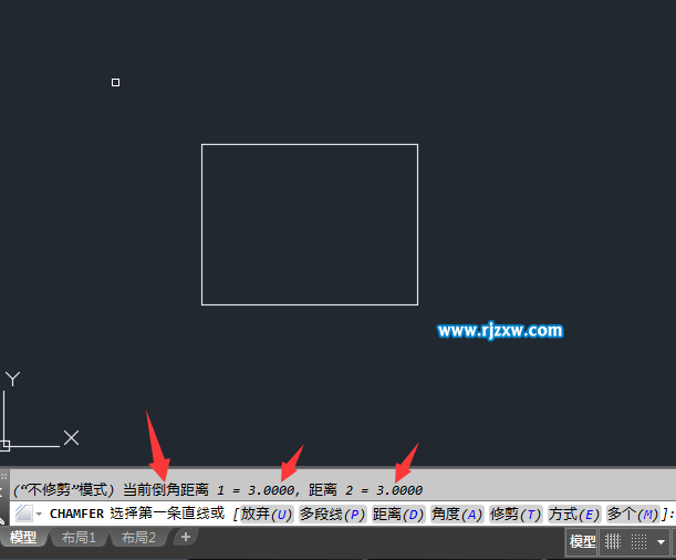 CAD怎么设置倒角修不修剪处理