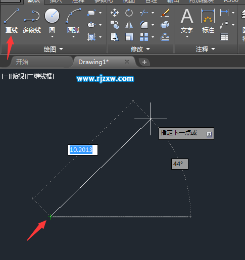 cad2016怎样画有角度的斜线