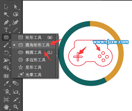 AI绘制游戏中心UI图标教程