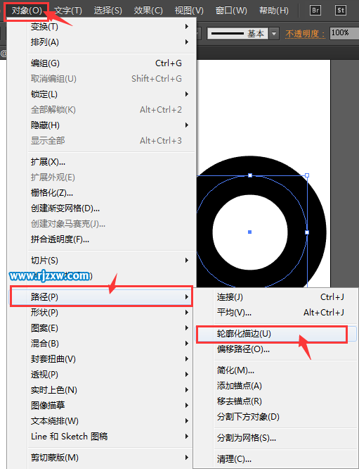 ai怎么轮廓化描边创建同心圆