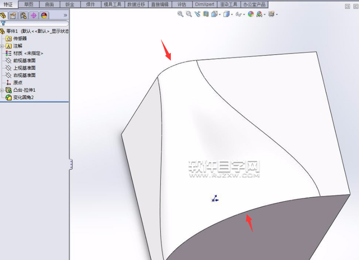 SolidWorks变半径的圆角怎么做